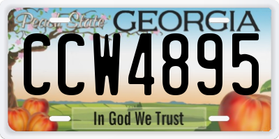 GA license plate CCW4895