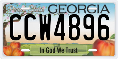 GA license plate CCW4896