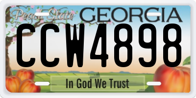 GA license plate CCW4898