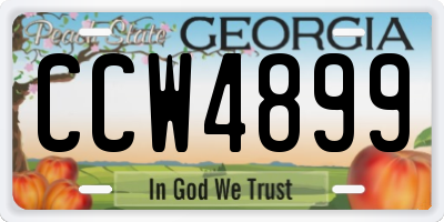 GA license plate CCW4899