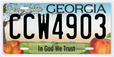 GA license plate CCW4903
