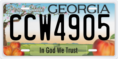GA license plate CCW4905