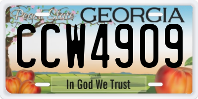 GA license plate CCW4909