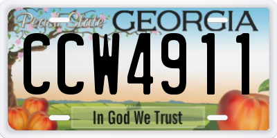 GA license plate CCW4911