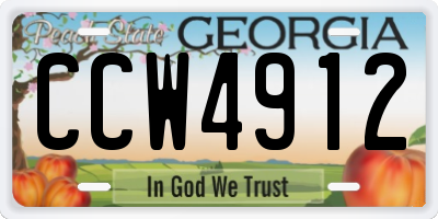 GA license plate CCW4912