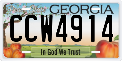GA license plate CCW4914