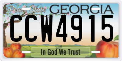 GA license plate CCW4915