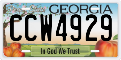 GA license plate CCW4929