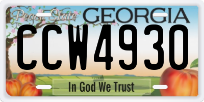 GA license plate CCW4930