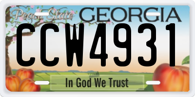 GA license plate CCW4931