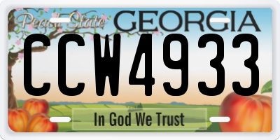 GA license plate CCW4933