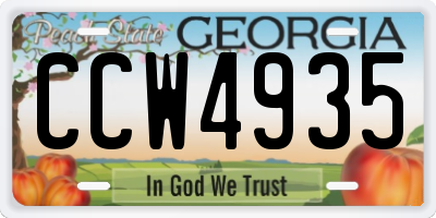 GA license plate CCW4935