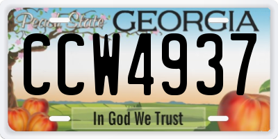 GA license plate CCW4937