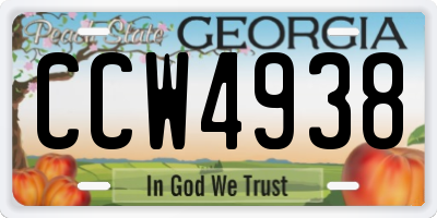 GA license plate CCW4938