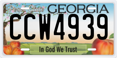 GA license plate CCW4939