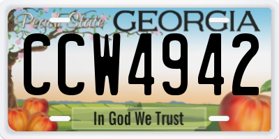 GA license plate CCW4942