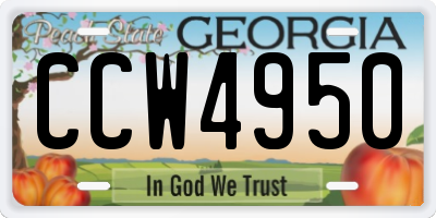 GA license plate CCW4950