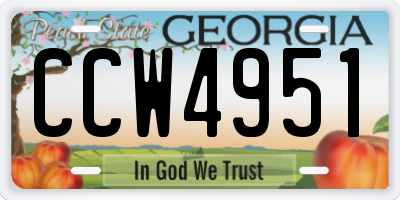 GA license plate CCW4951