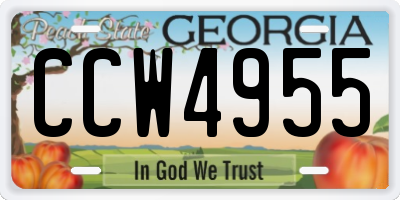 GA license plate CCW4955