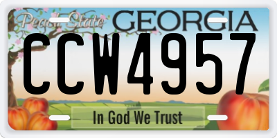 GA license plate CCW4957