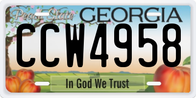 GA license plate CCW4958