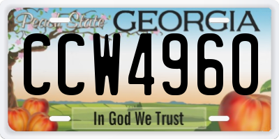 GA license plate CCW4960