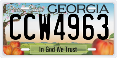 GA license plate CCW4963