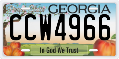 GA license plate CCW4966