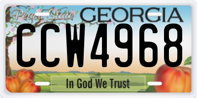 GA license plate CCW4968
