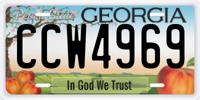 GA license plate CCW4969