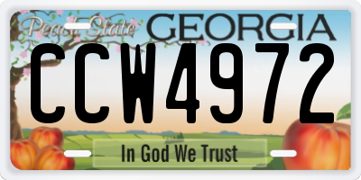 GA license plate CCW4972