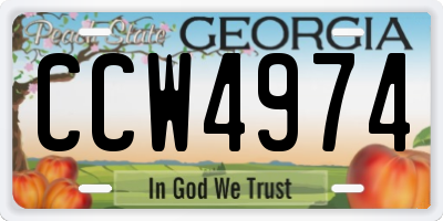 GA license plate CCW4974