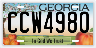 GA license plate CCW4980