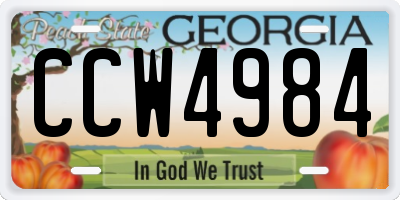 GA license plate CCW4984