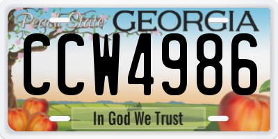 GA license plate CCW4986