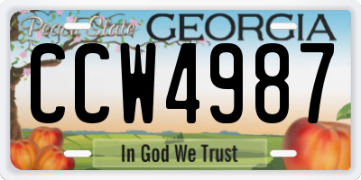 GA license plate CCW4987