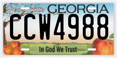 GA license plate CCW4988