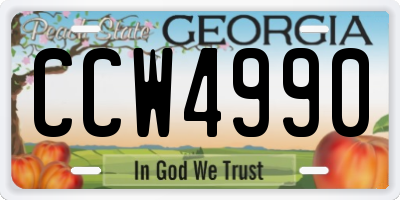 GA license plate CCW4990