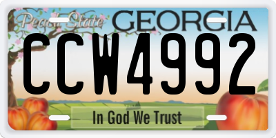 GA license plate CCW4992