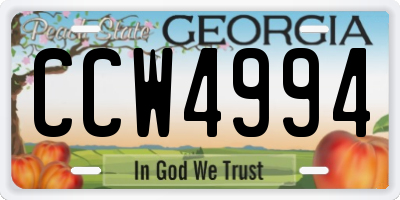 GA license plate CCW4994