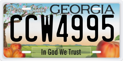GA license plate CCW4995