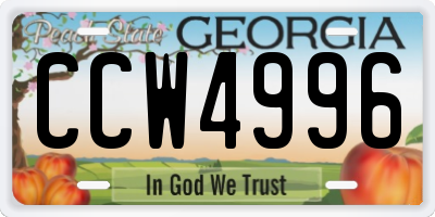 GA license plate CCW4996