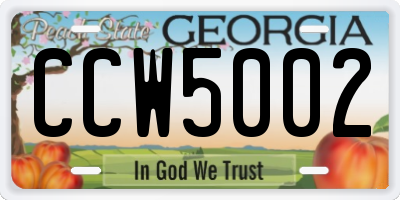 GA license plate CCW5002