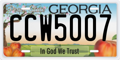 GA license plate CCW5007