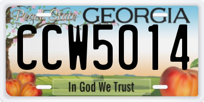 GA license plate CCW5014