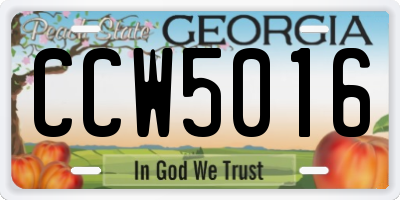 GA license plate CCW5016