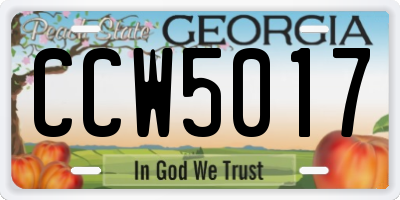 GA license plate CCW5017