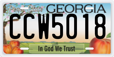 GA license plate CCW5018
