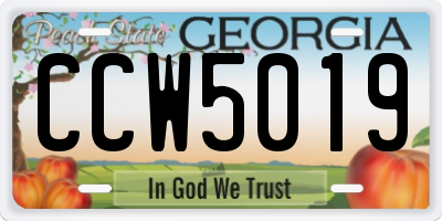 GA license plate CCW5019