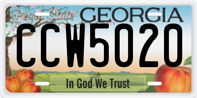 GA license plate CCW5020